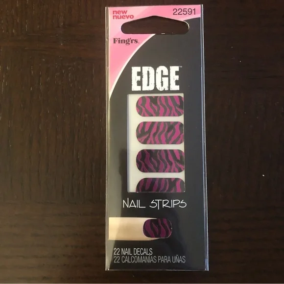 2pk Fing’rs Fingers Edge Adhesive Stuck on Nail Strips Zebra and Leopard Print - Picture 6 of 6